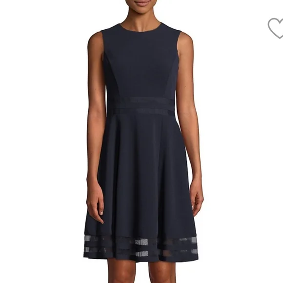 calvin klein mesh panel fit and flare dress NWT Calvin Klein Dress Size 20 W Mesh Panel Fit & Flare Dress Cream